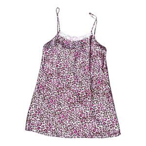 Donna Loren Gold Label Leopard Print Chemise Nightgown L Nightie Pink & Brown